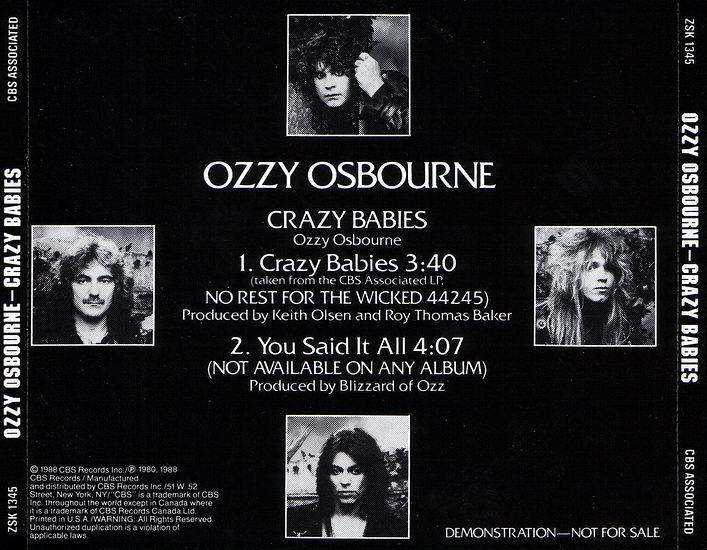 Ozzy osbourne crazy. Группа Ozzy Osbourne 1988. Ozzy Osbourne Crazy Babies. Ozzy Osbourne no rest for the Wicked. Ozzy Osbourne no rest for the Wicked 1988.